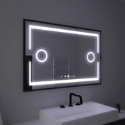 Miroir LED rectangulaire, 120x80cm, capteur Marcello MotionGlow, système anti-buée, horloge et thermomètre, loupe cosmétique, intensité variable