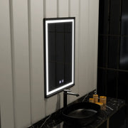 Miroir LED rectangulaire 60x90 cm, système anti-buée tactile EDGE, cadre noir