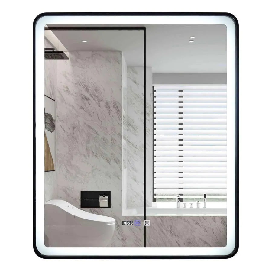 Miroir LED rectangulaire 70x90cm Système anti-buée EDGE Touch, Cadre Noir