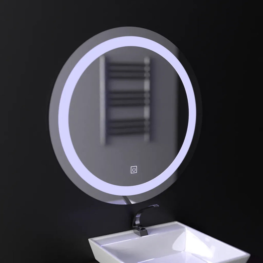 Miroir LED Touch Gallio, Diamètre 60cm, Lumière Froide 6000K, Verre