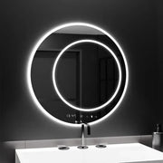 Miroir LED rond, 60 cm, July Touch Marcello, système anti-buée, horloge et thermomètre, intensité variable