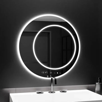 Miroir LED rond, 60 cm, July Touch Marcello, système anti-buée, horloge et thermomètre, intensité variable
