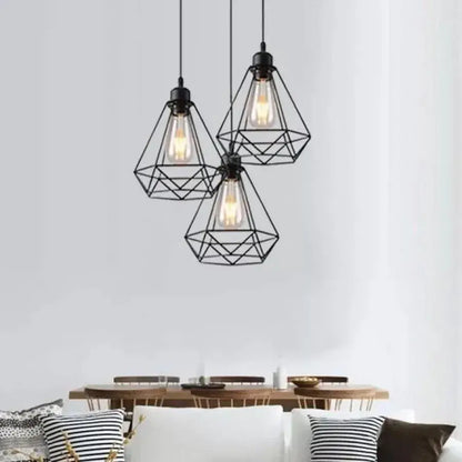 Lustre en forme de diamant, STRUKTUR, 3xE27, Noir, Métal