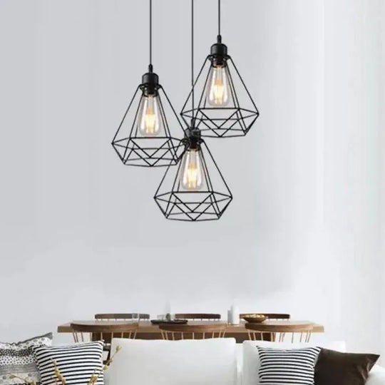 Lustre en forme de diamant, STRUCTURE, 3xE27, noir, lustres industriels en métal Titre par défaut Alessandro Design
