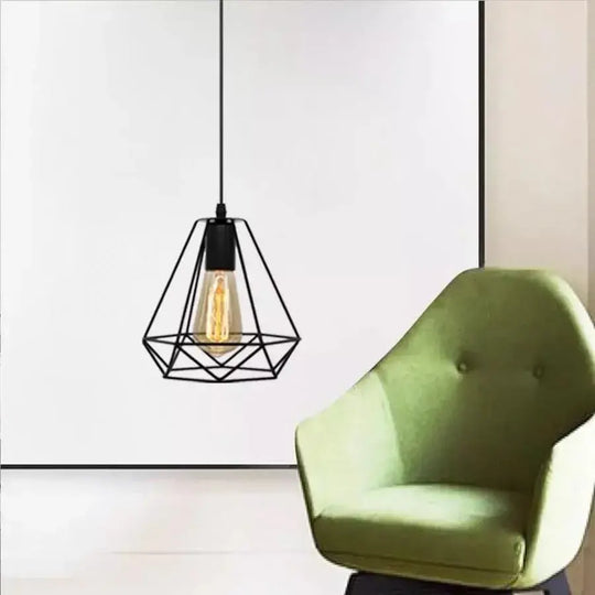 Lustre en forme de diamant, STRUCTURE, 1xE27, noir, lustres industriels en métal Titre par défaut Alessandro Design