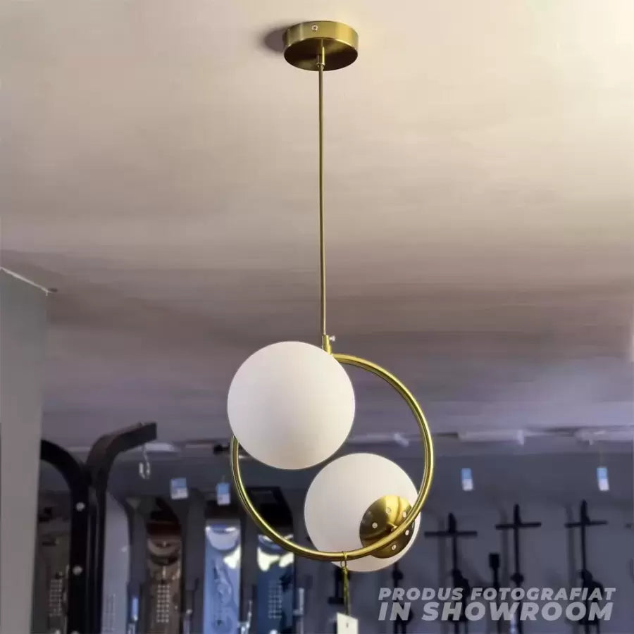 Lustre LOFT Atelier, 2x E27, Or Blanc, Métal, Hauteur Réglable