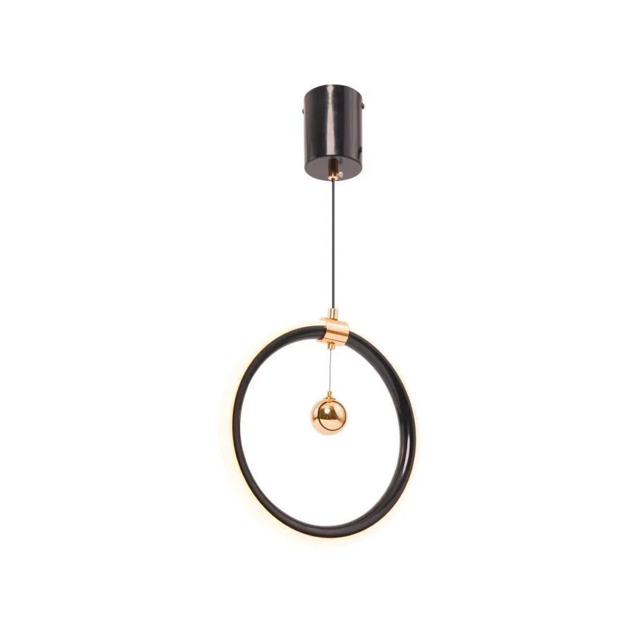 Suspension LED HAL 24W, Lumière Froide/Chaude/Neutre, Or Noir Brillant, Hauteur Ajustable