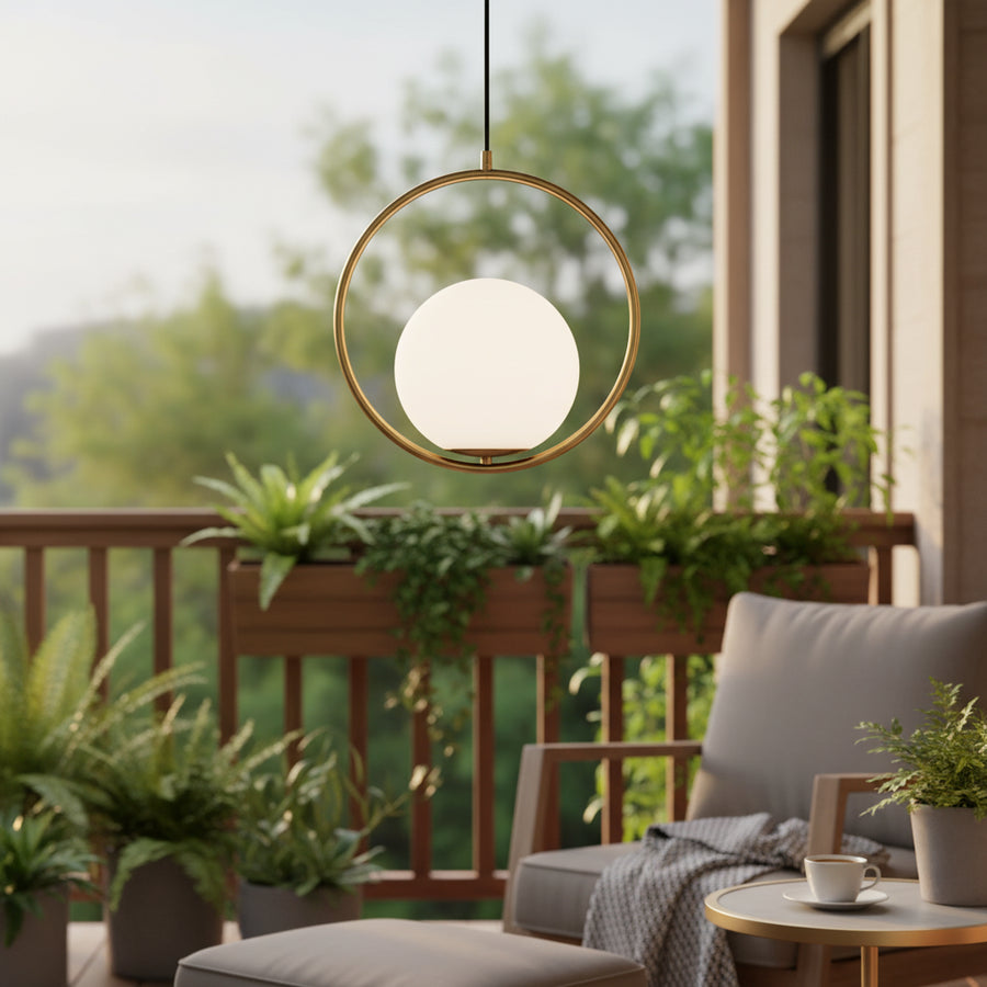 LOFT Haven Lustre, 1x E27, Or Blanc, Métal, Hauteur Réglable