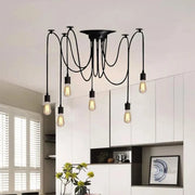 Suspension Spider 6*E27, Noir, Métal