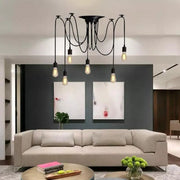 Suspension Spider 6*E27, Noir, Métal