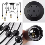 Suspension Spider 6*E27, Noir, Métal