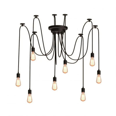 Suspension Spider 8*E27, Noir, Métal, 743/8