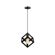 Lustre en forme de cube, STRUKTUR Uno, 1x E27, Noir, Suspendu, Métal