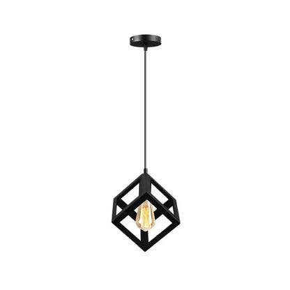 Lustre en forme de cube, STRUKTUR Uno, 1x E27, Noir, Suspendu, Métal
