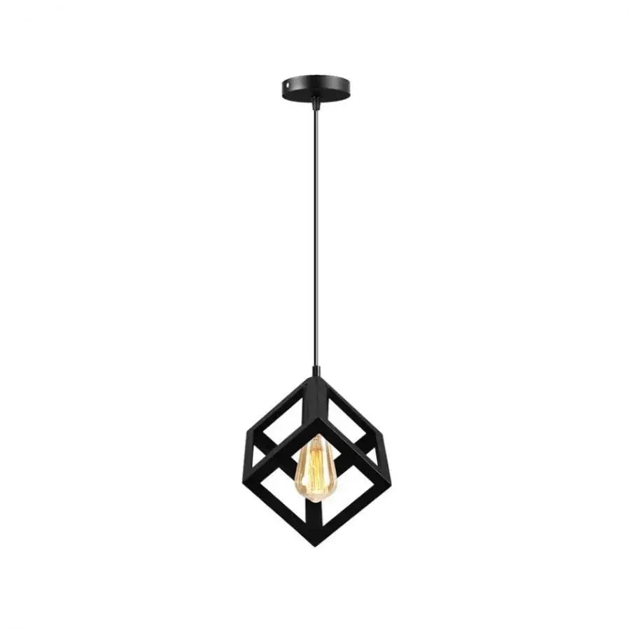 Lustre en forme de cube, STRUKTUR Uno, 1x E27, Noir, Suspendu, Métal