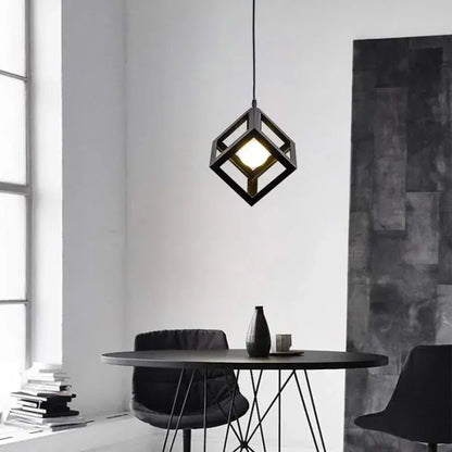 Lustre en forme de cube, STRUKTUR Uno, 1x E27, Noir, Suspendu, Métal
