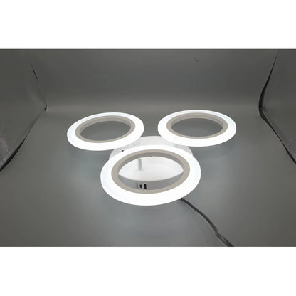 GRAND Lustre LED 27W, 3 Cercles, Lumière Neutre, Blanc