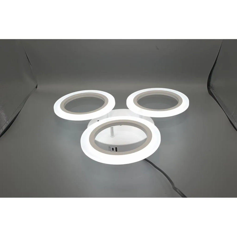 GRAND Lustre LED 27W, 3 Cercles, Lumière Neutre, Blanc