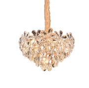 Lustre en cristal, Elégance 7xE27, diamètre 40 cm, doré brillant, hauteur réglable, métal et cristal