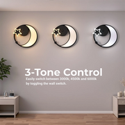 Lustre LED avec télécommande ALYONA 44W, Lune et Étoile, Lumière Froide/Chaude/Neutre, Dimmable, Noir