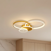 Lustre LED avec télécommande KILLIAN 80W, 4 Cercles, Lumière Froide/Chaude/Neutre, Dimmable, Doré