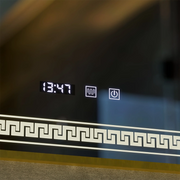 Miroir LED Touch Bruno, système anti-buée, horloge et température, 60x80 cm, cadre doré brossé, S84/60X80