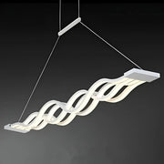 Lustre LED suspendu avec télécommande WAVE 89W, Linéaire, Lumière Froide/Chaude/Neutre, Dimmable, Blanc, Hauteur Réglable