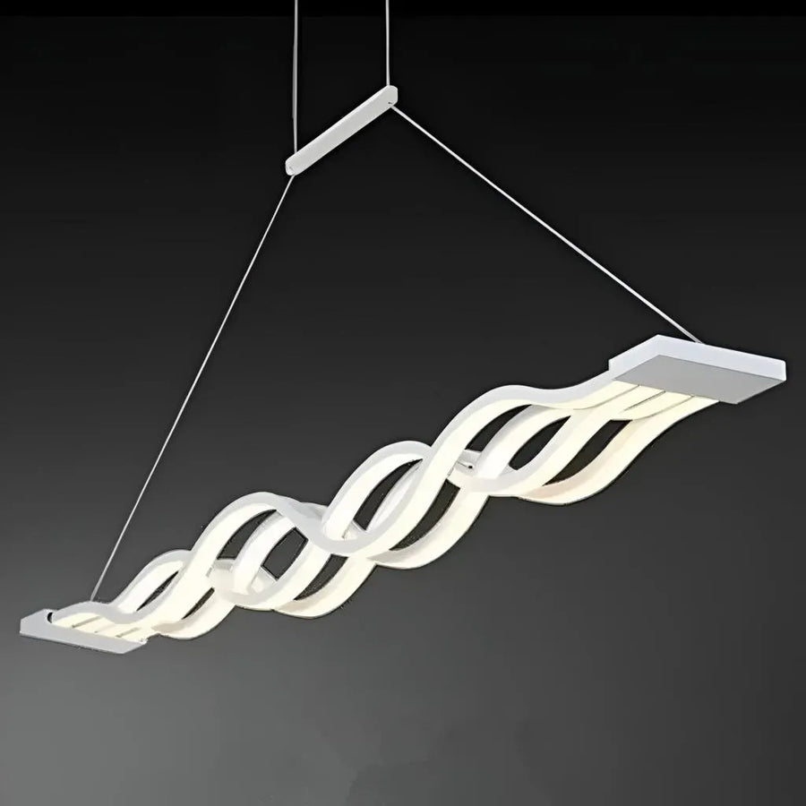 Lustre LED suspendu avec télécommande WAVE 89W, Linéaire, Lumière Froide/Chaude/Neutre, Dimmable, Blanc, Hauteur Réglable