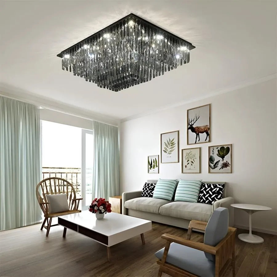 Lustre LED en cristal 57W, Xanthi, Argent