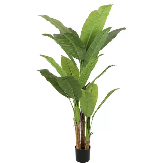 Plante Artificielle Banane Japonaise, 3 Branches, sans Pot 190cm Vert