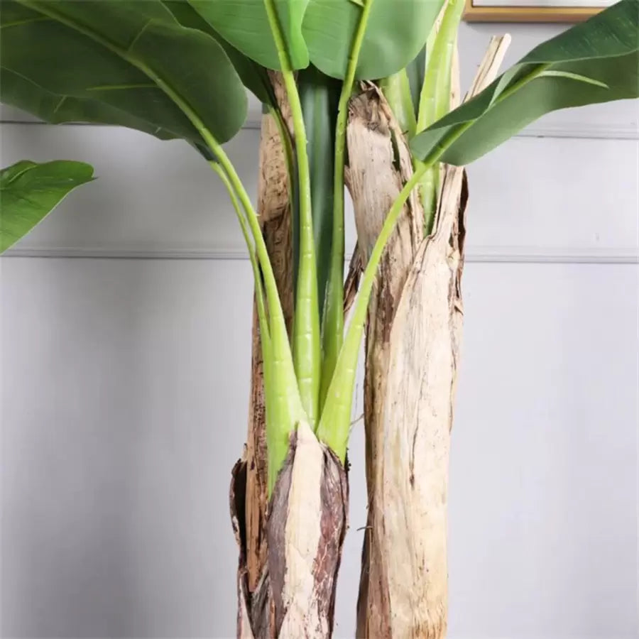 Plante Artificielle Banane Japonaise, 3 Branches, sans Pot 190cm Vert