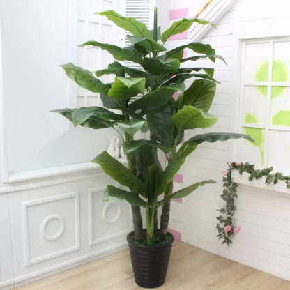 Plante Artificielle Banane Japonaise, 4 Branches, sans Pot 180cm Vert