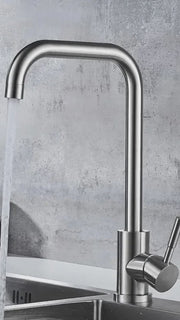 Robinet de cuisine monocommande Robinet pivotant Cartouche céramique Inox satiné Raccords Kit de fixation inclus CF002