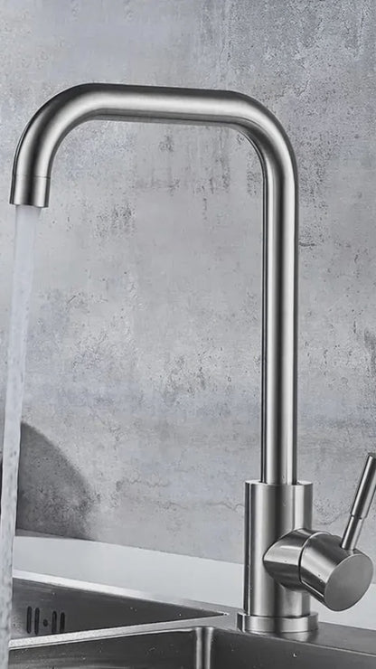 Robinet de cuisine monocommande Robinet pivotant Cartouche céramique Inox satiné Raccords Kit de fixation inclus CF002