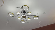 KARINA Lustre LED avec télécommande, 65 W, 8 éléments, lumière chaude/froide/neutre, variable, doré