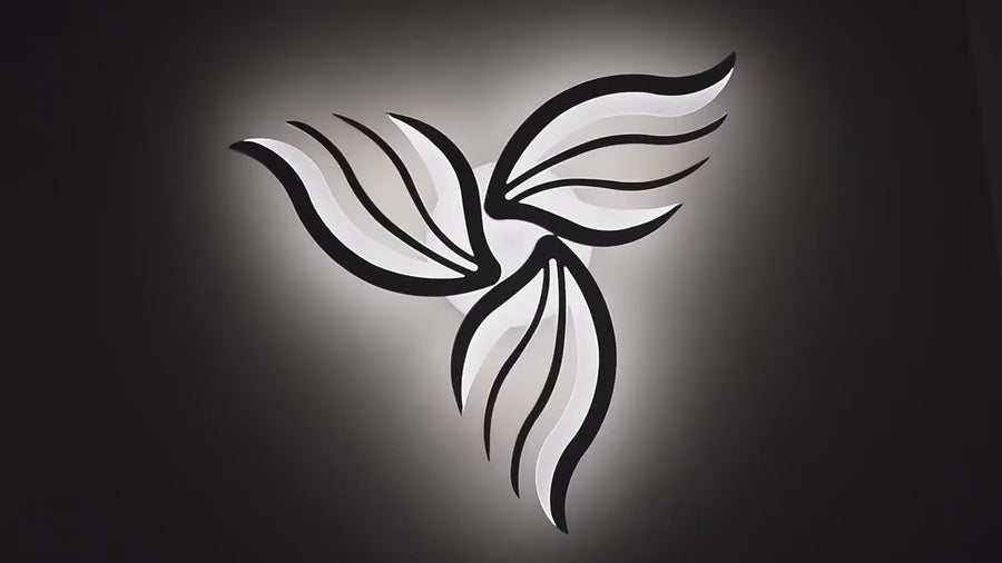 Lustre LED avec télécommande SAKURA 37W, 3 pétales, Lumière froide/chaude/neutre, Dimmable, Blanc