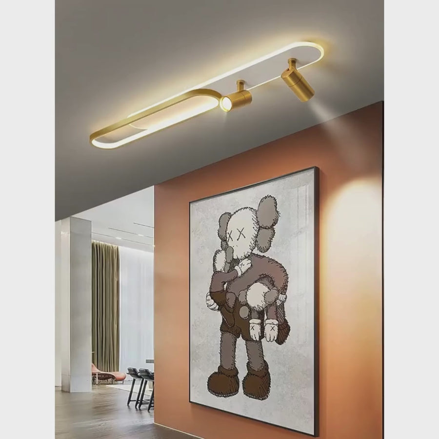 Lustre LED avec projecteur orientable FISSO Camilla, 66W, Lumière Froide/Chaude/Neutre, Or Brillant