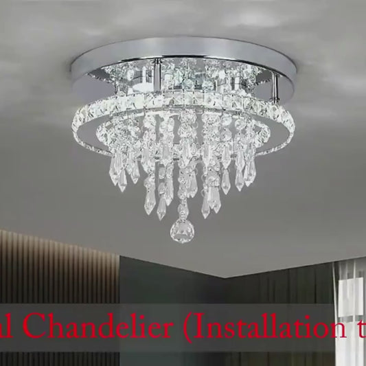 Lustre LED rond Alberico, 17 W, lumière froide/chaude/neutre, cristal, chrome brillant