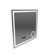 Miroir LED rectangulaire, 60x60 cm, Souverain MotionGlow Marcello, système anti-buée, horloge et thermomètre, loupe cosmétique, variable