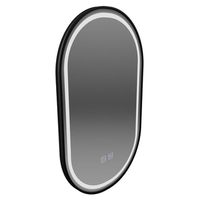 Miroir ovale LED 60 x 100 cm, système anti-buée à intensité variable VETRO Touch, cadre noir