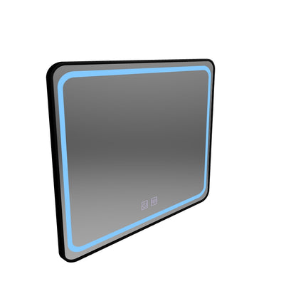 Miroir LED rectangulaire 80x60cm - Système anti-buée EDGE Touch, Cadre Noir