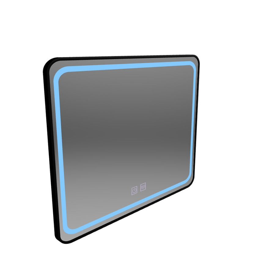 Miroir LED rectangulaire 80x60cm - Système anti-buée EDGE Touch, Cadre Noir