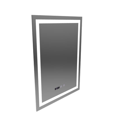 Miroir LED MODENA Touch Système anti-buée, Horloge et Température 60x80 cm