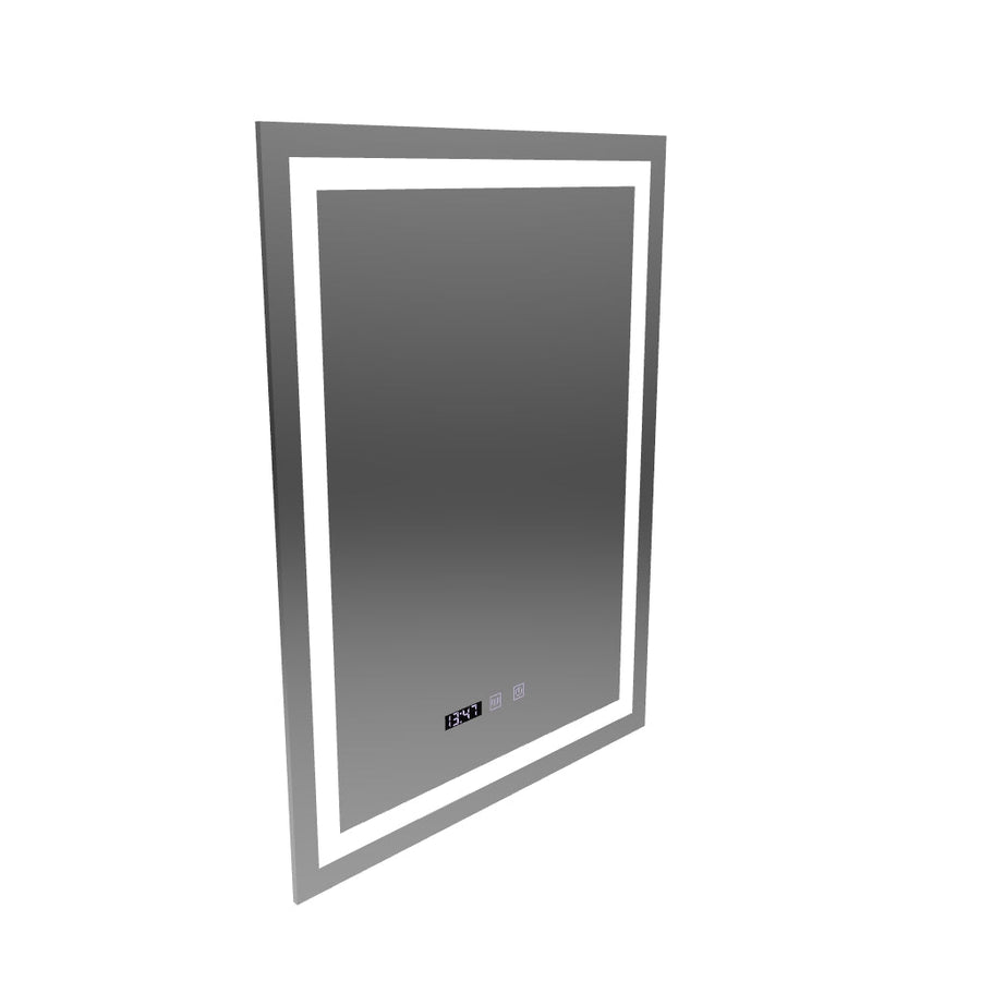 Miroir LED MODENA Touch Système anti-buée, Horloge et Température 60x80 cm
