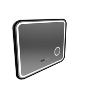 Bernd Miroir Tactile LED Système de Désembuage, Horloge et Température Loupe Cosmétique Cadre Noir Brossé 80x60 cm