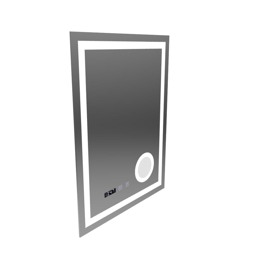NIVERA Miroir Tactile LED Système de Désembuage, Horloge et Température Loupe Cosmétique 60x80 cm