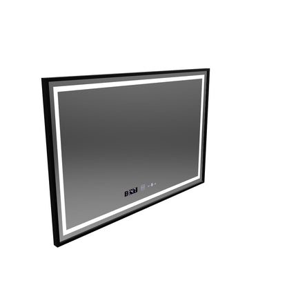 Miroir LED rectangulaire, 120x80cm, Verite Majeste Noir Motion Glow Marcello, système anti-buée, horloge et thermomètre, intensité variable