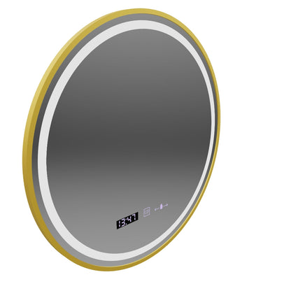 LUSSO Miroir Tactile LED, Système Anti-buée, Horloge et Température, 70 cm, Cadre Or Brossé