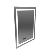 Miroir LED rectangulaire, 60x80 cm, Verite MotionGlow Marcello, système anti-buée, horloge et thermomètre, intensité variable