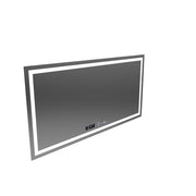 Miroir LED rectangulaire, 120x60cm, Verite MotionGlow Marcello, système anti-buée, horloge et thermomètre, intensité variable